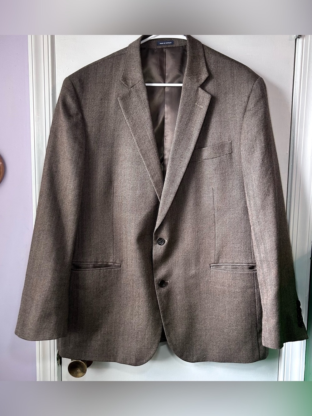 Stafford Classic Fit 44R Merino Wool Tweed Herringbone Sport Coat Blazer